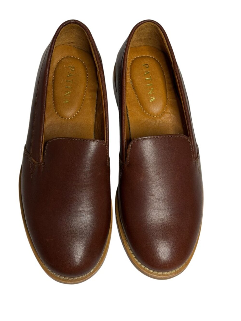 Patina Portland Leather Womens Loafer Shoes Slip On Cognac Brown 5.5 - Picture 3 of 10